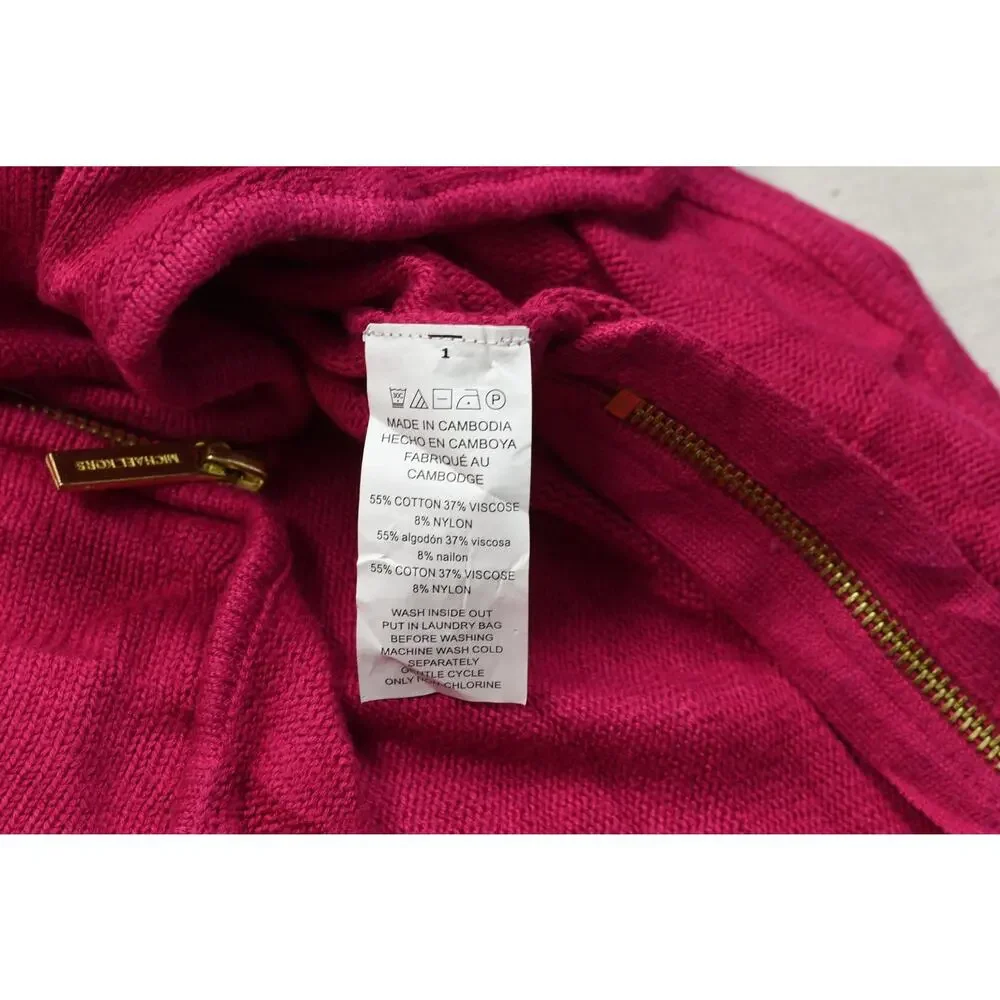 Michael Kors Pink Long Sleeve Cotton Blend Side Zip Pullover Sweater Womens Smal